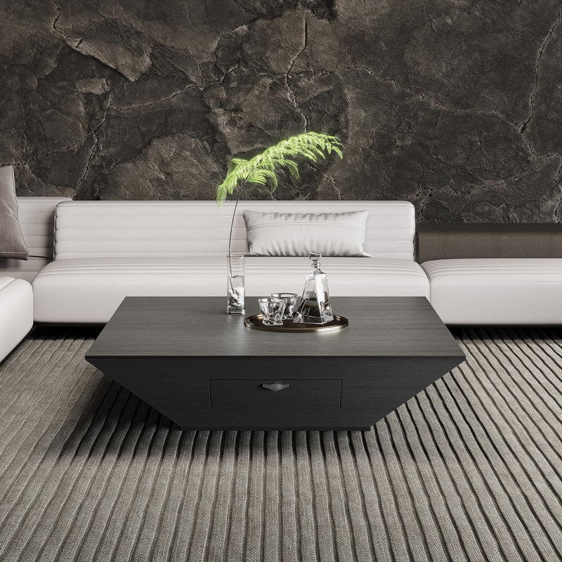 Latitude Run® Jecoa Modern Square Drum Coffee Table, Minimalist Wood